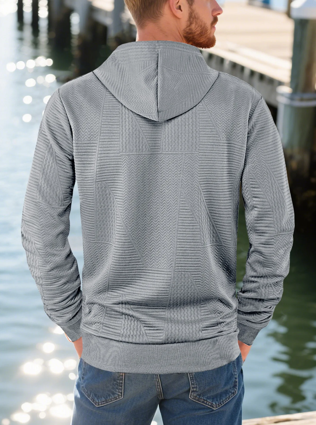 New Spring And Autumn American Loose Casual Hoodie Long Sleeve Jacquard Sweater Men's