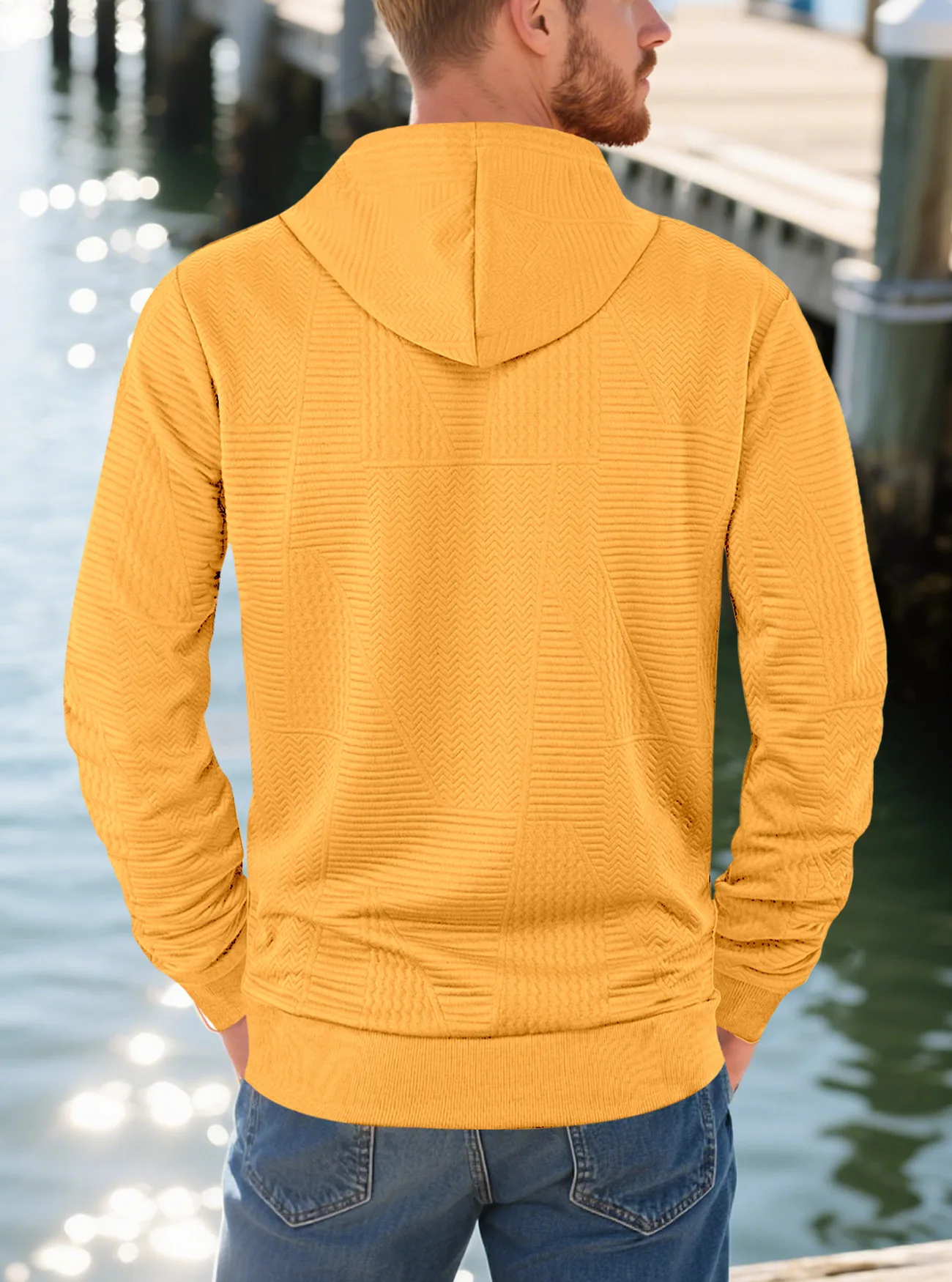 New Spring And Autumn American Loose Casual Hoodie Long Sleeve Jacquard Sweater Men's