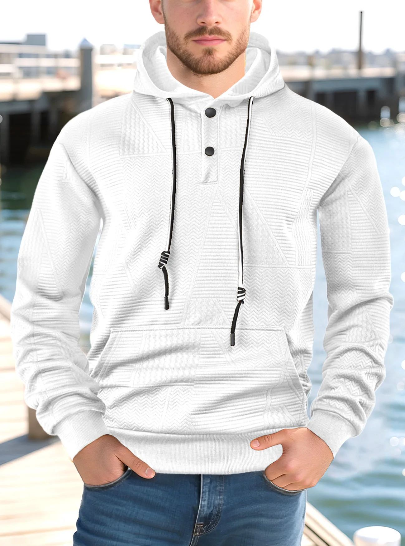 New Spring And Autumn American Loose Casual Hoodie Long Sleeve Jacquard Sweater Men's