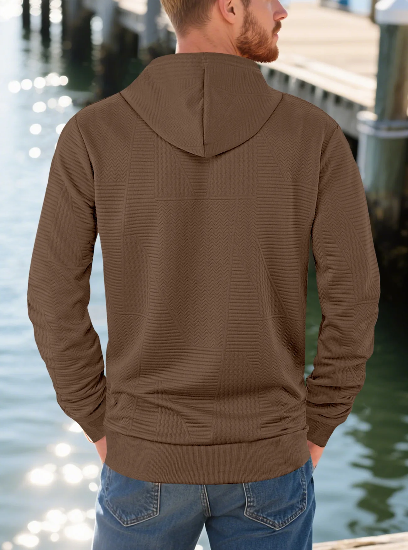 New Spring And Autumn American Loose Casual Hoodie Long Sleeve Jacquard Sweater Men's