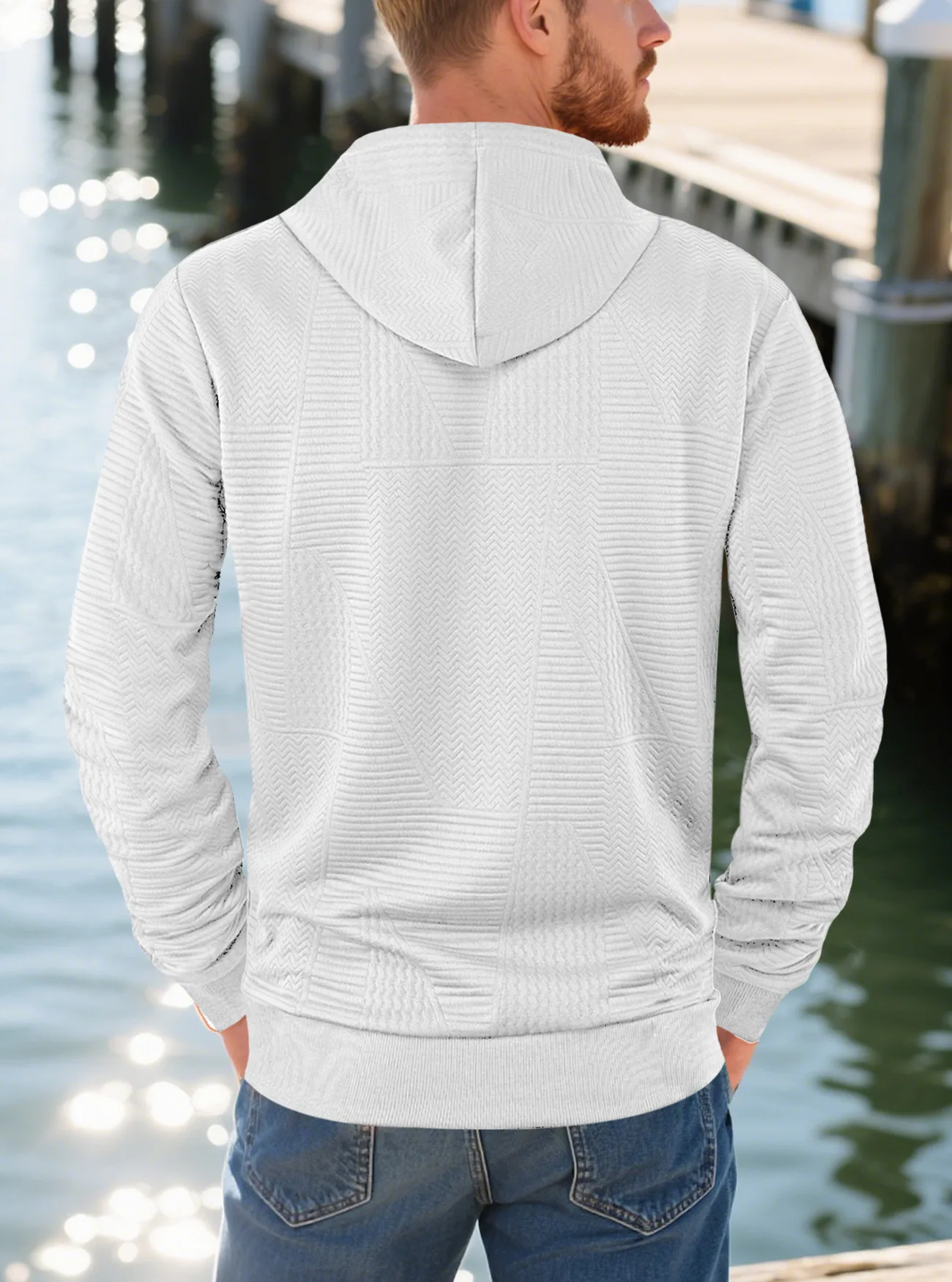 New Spring And Autumn American Loose Casual Hoodie Long Sleeve Jacquard Sweater Men's