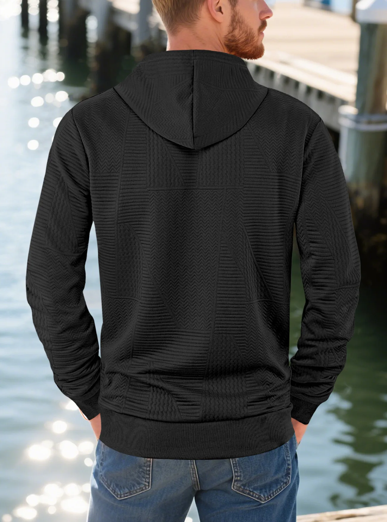 New Spring And Autumn American Loose Casual Hoodie Long Sleeve Jacquard Sweater Men's