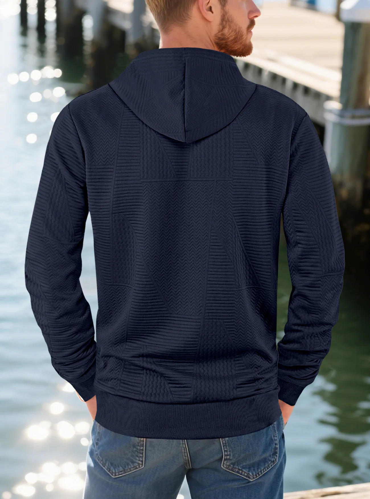 New Spring And Autumn American Loose Casual Hoodie Long Sleeve Jacquard Sweater Men's