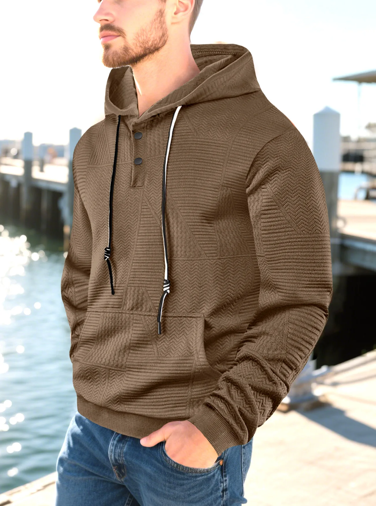 New Spring And Autumn American Loose Casual Hoodie Long Sleeve Jacquard Sweater Men's