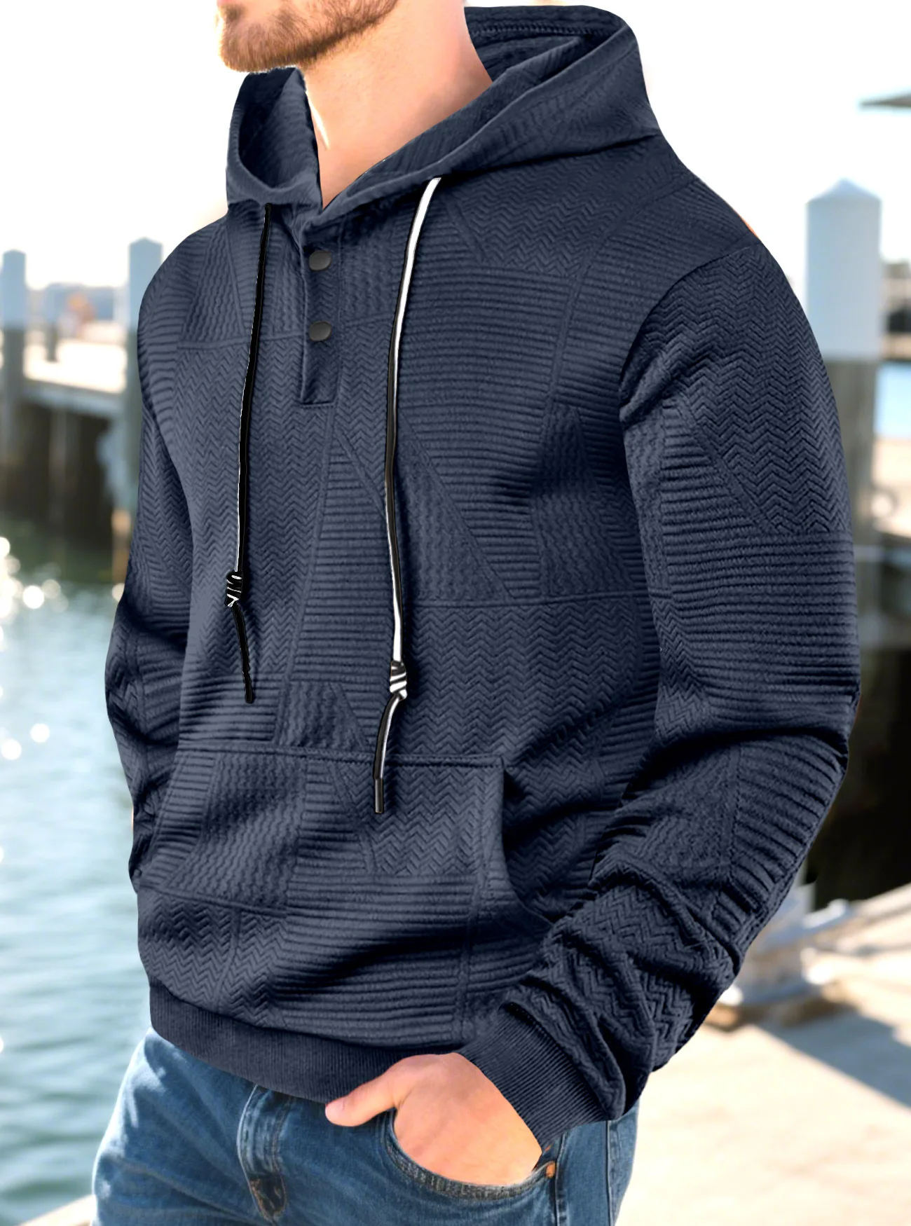 New Spring And Autumn American Loose Casual Hoodie Long Sleeve Jacquard Sweater Men's