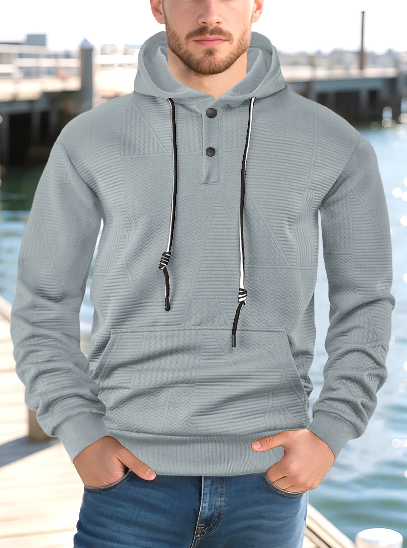 New Spring And Autumn American Loose Casual Hoodie Long Sleeve Jacquard Sweater Men's