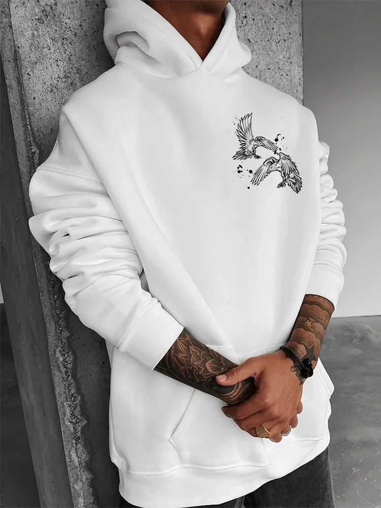 Oversize Hoodies Men Streetwear Autumn Vintage Gothic Printed Hooded Sweatshirts For Mens Hip Hop Long Sleeve Loose Hoodie Tops
