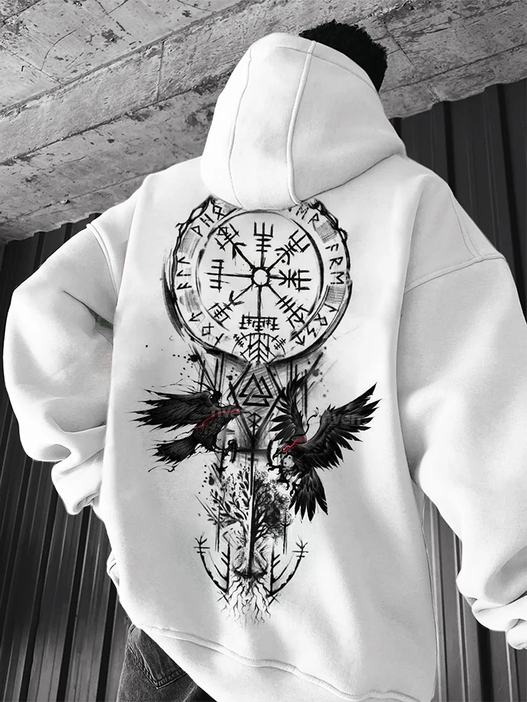 Oversize Hoodies Men Streetwear Autumn Vintage Gothic Printed Hooded Sweatshirts For Mens Hip Hop Long Sleeve Loose Hoodie Tops