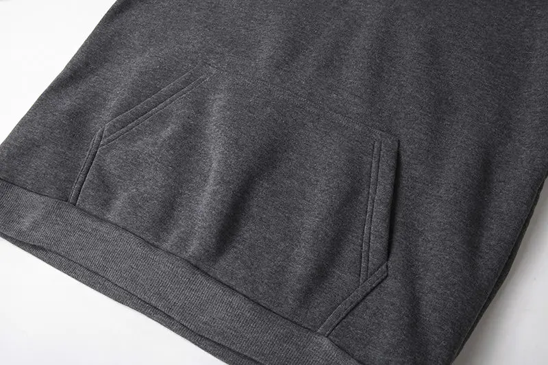 Men's Fashion Hooded Drawstring Sweatshirt Casual Autumn Fleece Pullover Solid Color with Big Pocket Streetwear