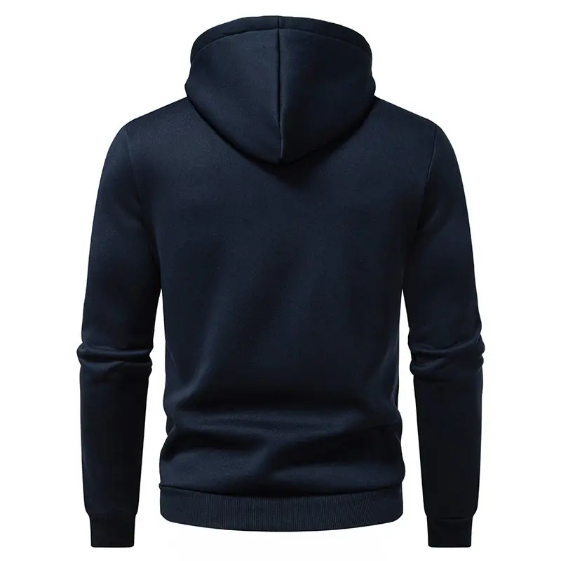Men's Fashion Hooded Drawstring Sweatshirt Casual Autumn Fleece Pullover Solid Color with Big Pocket Streetwear