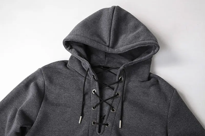 Men's Fashion Hooded Drawstring Sweatshirt Casual Autumn Fleece Pullover Solid Color with Big Pocket Streetwear