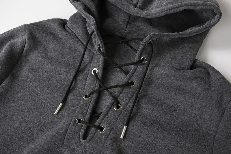 Men's Fashion Hooded Drawstring Sweatshirt Casual Autumn Fleece Pullover Solid Color with Big Pocket Streetwear