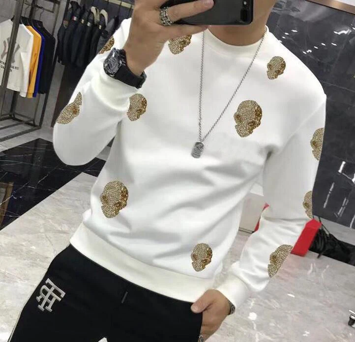 New Casual 100% cotton Rhinestones HOODIE Hip Hop Street wear Sweatshirts Skateboard Men Pullover Hoodies Male