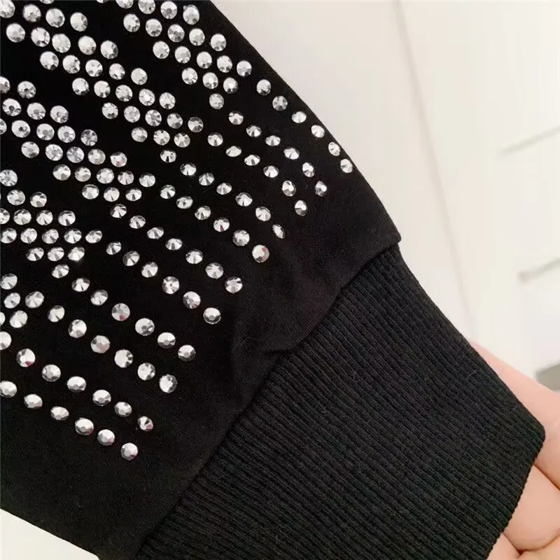 New Casual 100% cotton Rhinestones HOODIE Hip Hop Street wear Sweatshirts Skateboard Men Pullover Hoodies Male