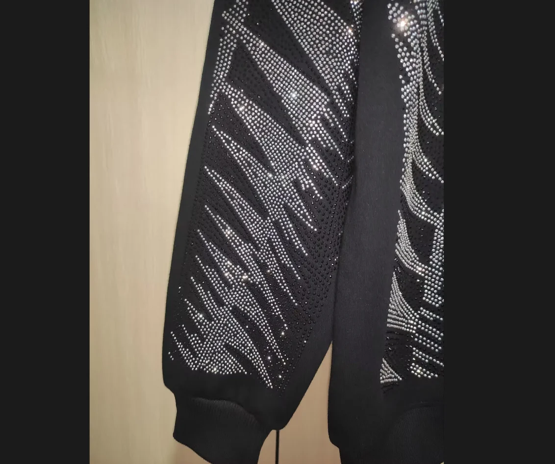 New Casual 100% cotton Rhinestones HOODIE Hip Hop Street wear Sweatshirts Skateboard Men Pullover Hoodies Male