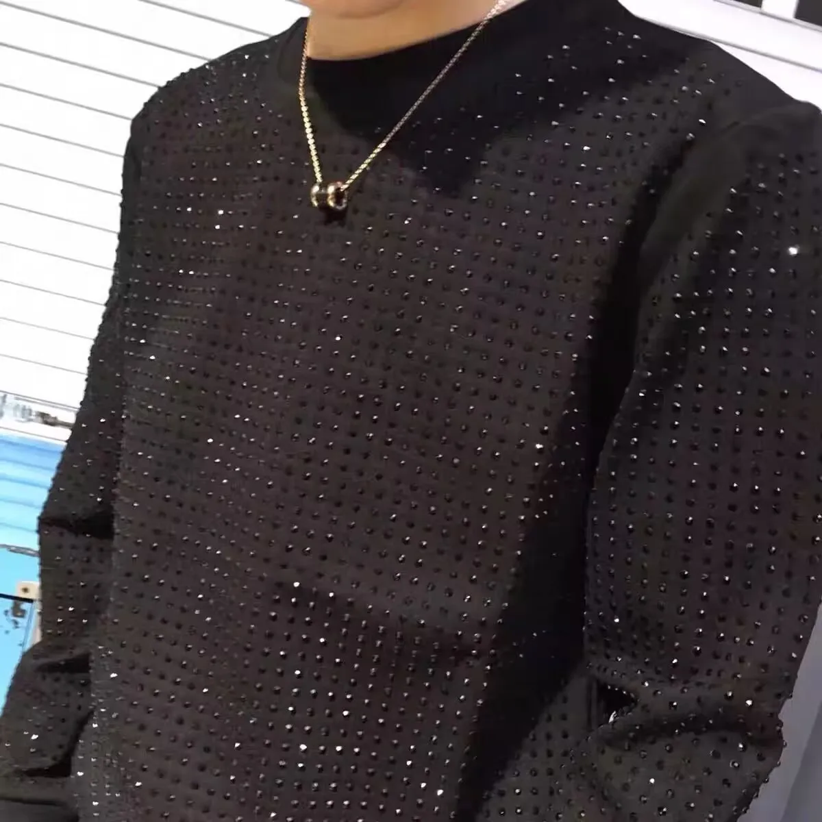 New Casual 100% cotton Rhinestones HOODIE Hip Hop Street wear Sweatshirts Skateboard Men Pullover Hoodies Male