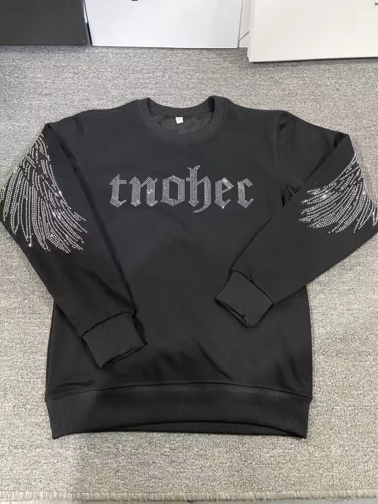 New Casual 100% cotton Rhinestones HOODIE Hip Hop Street wear Sweatshirts Skateboard Men Pullover Hoodies Male