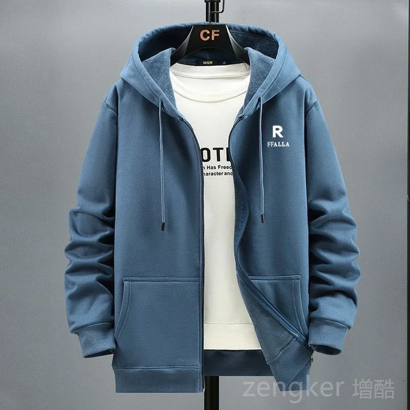Spring hooded zipper cardigan for men loose and plus size casual velvet sports jacket available in sizes 12XL 10XL 9XL 8XL