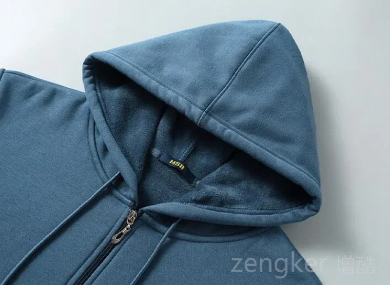Spring hooded zipper cardigan for men loose and plus size casual velvet sports jacket available in sizes 12XL 10XL 9XL 8XL