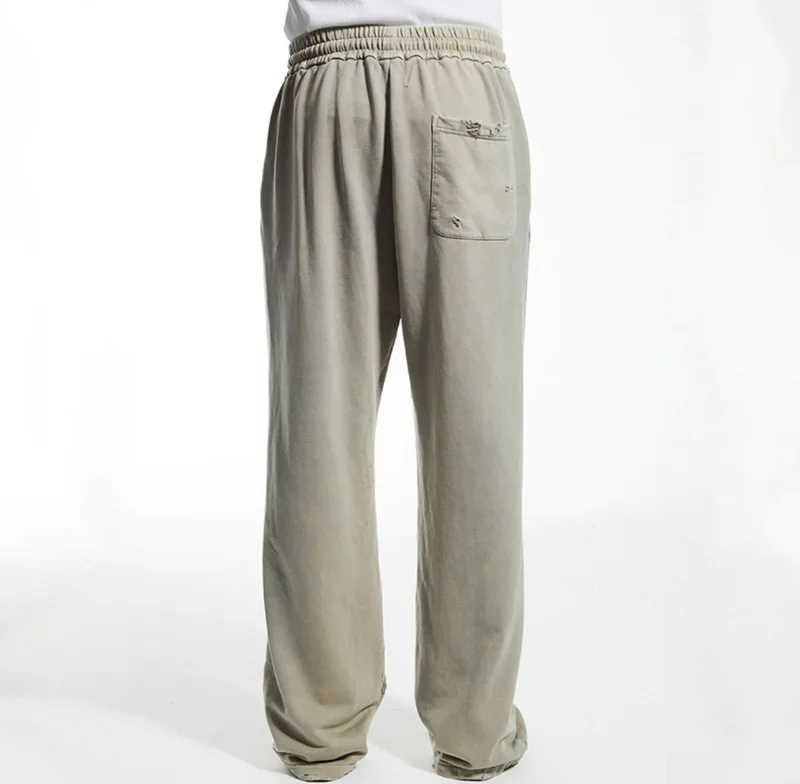 SSSAINT LOUIS Men's Casual Straight Leg Pants Destructed Heavyweight Long Trousers Cotton Sweatpants