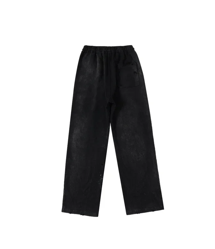 SSSAINT LOUIS Men's Casual Straight Leg Pants Destructed Heavyweight Long Trousers Cotton Sweatpants