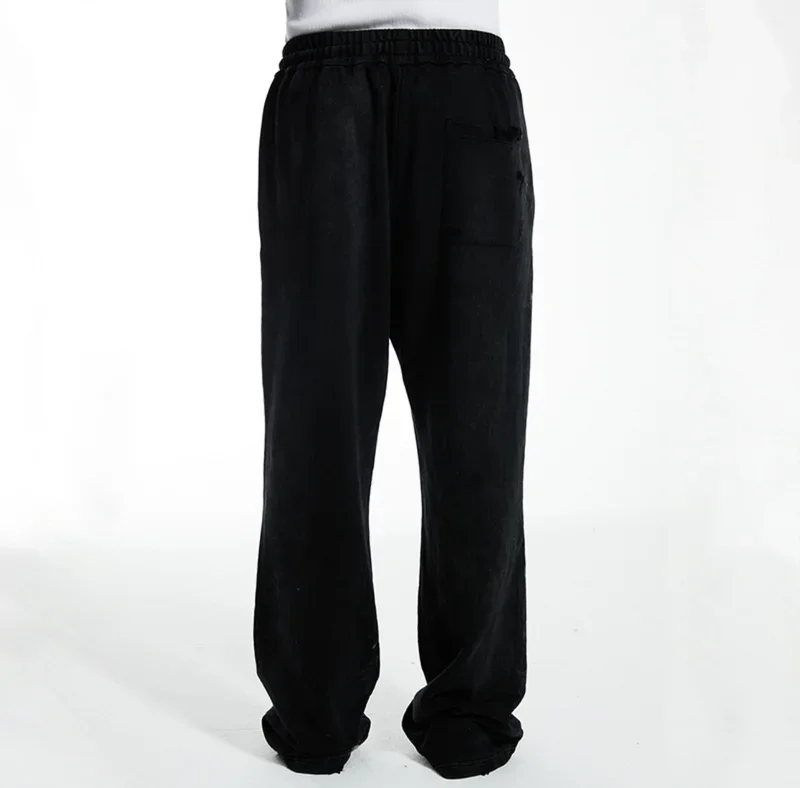 SSSAINT LOUIS Men's Casual Straight Leg Pants Destructed Heavyweight Long Trousers Cotton Sweatpants