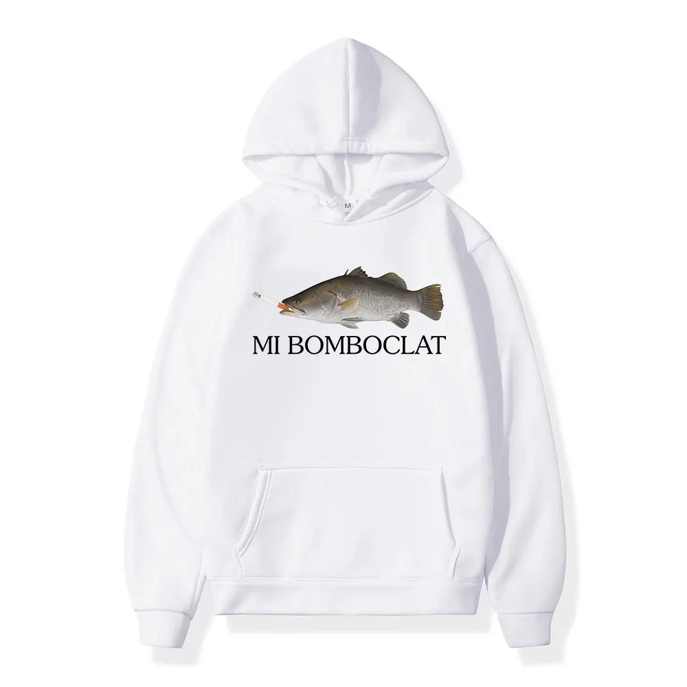 Funny Bomboclat Fish Smoking Meme Hoodies Men Women Clothing Pullovers Fashion Hip Hop Oversized Hooded Sweatshirt Streetwear