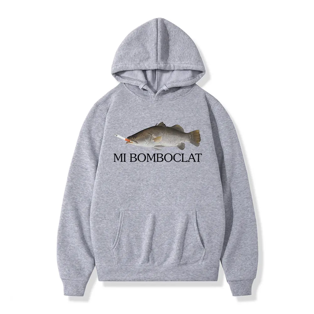 Funny Bomboclat Fish Smoking Meme Hoodies Men Women Clothing Pullovers Fashion Hip Hop Oversized Hooded Sweatshirt Streetwear