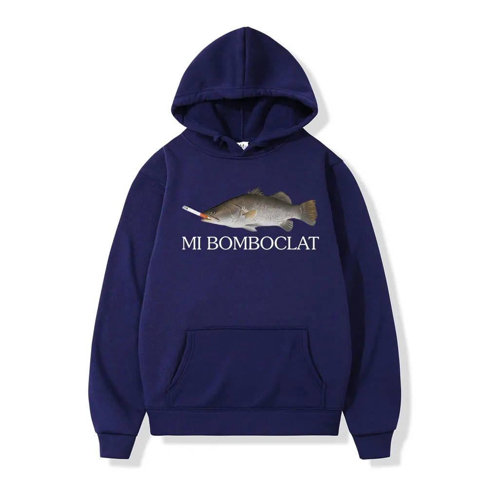 Funny Bomboclat Fish Smoking Meme Hoodies Men Women Clothing Pullovers Fashion Hip Hop Oversized Hooded Sweatshirt Streetwear