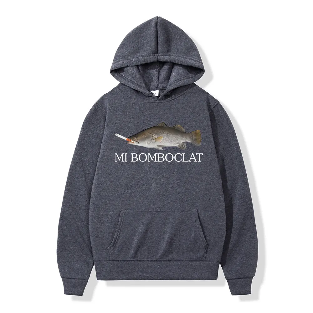 Funny Bomboclat Fish Smoking Meme Hoodies Men Women Clothing Pullovers Fashion Hip Hop Oversized Hooded Sweatshirt Streetwear