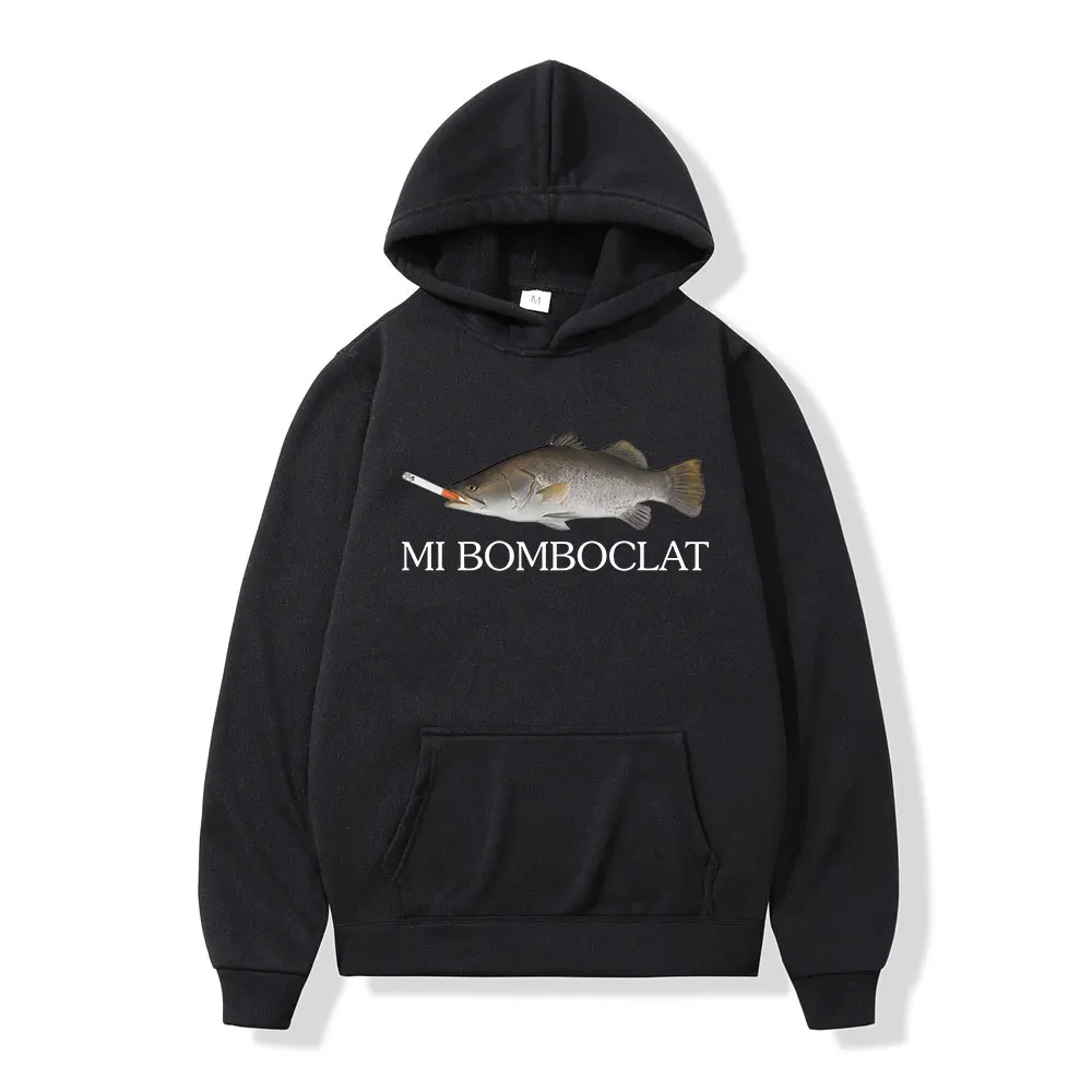 Funny Bomboclat Fish Smoking Meme Hoodies Men Women Clothing Pullovers Fashion Hip Hop Oversized Hooded Sweatshirt Streetwear