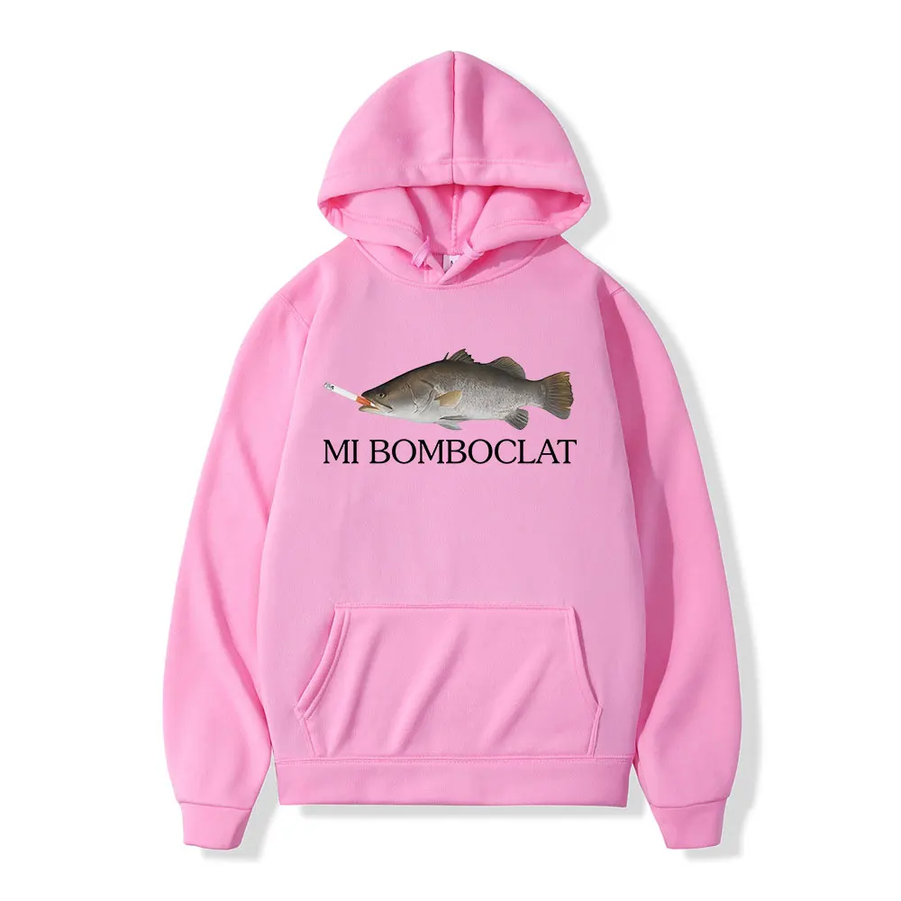 Funny Bomboclat Fish Smoking Meme Hoodies Men Women Clothing Pullovers Fashion Hip Hop Oversized Hooded Sweatshirt Streetwear