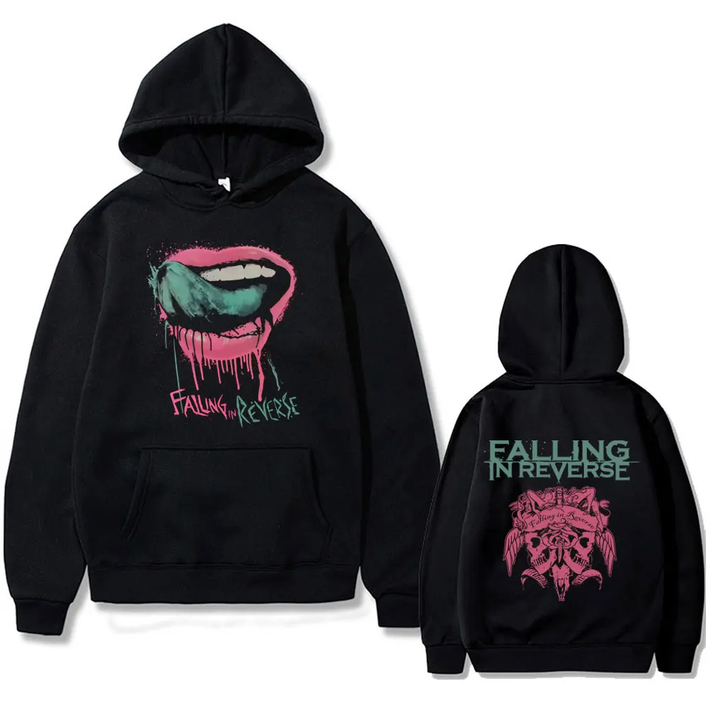 Rock Band Falling in Reverse Double Sided Print Hoodie Men Women Vintage Gothic Punk Hooded Sweatshirt Male Oversized Streetwear