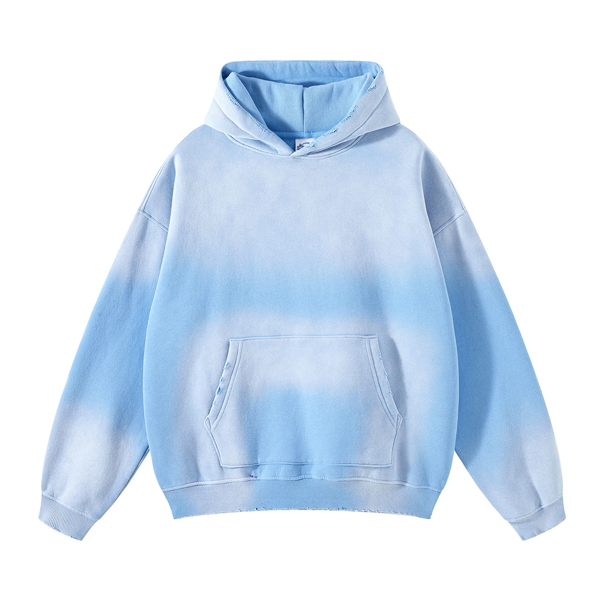 Autumn and Winter Acid Wash Spray Dyeing Baggy Hoodies Distressed Hip Hop Gradient Pullover Unisex Oversize Hooded Sweatshirts