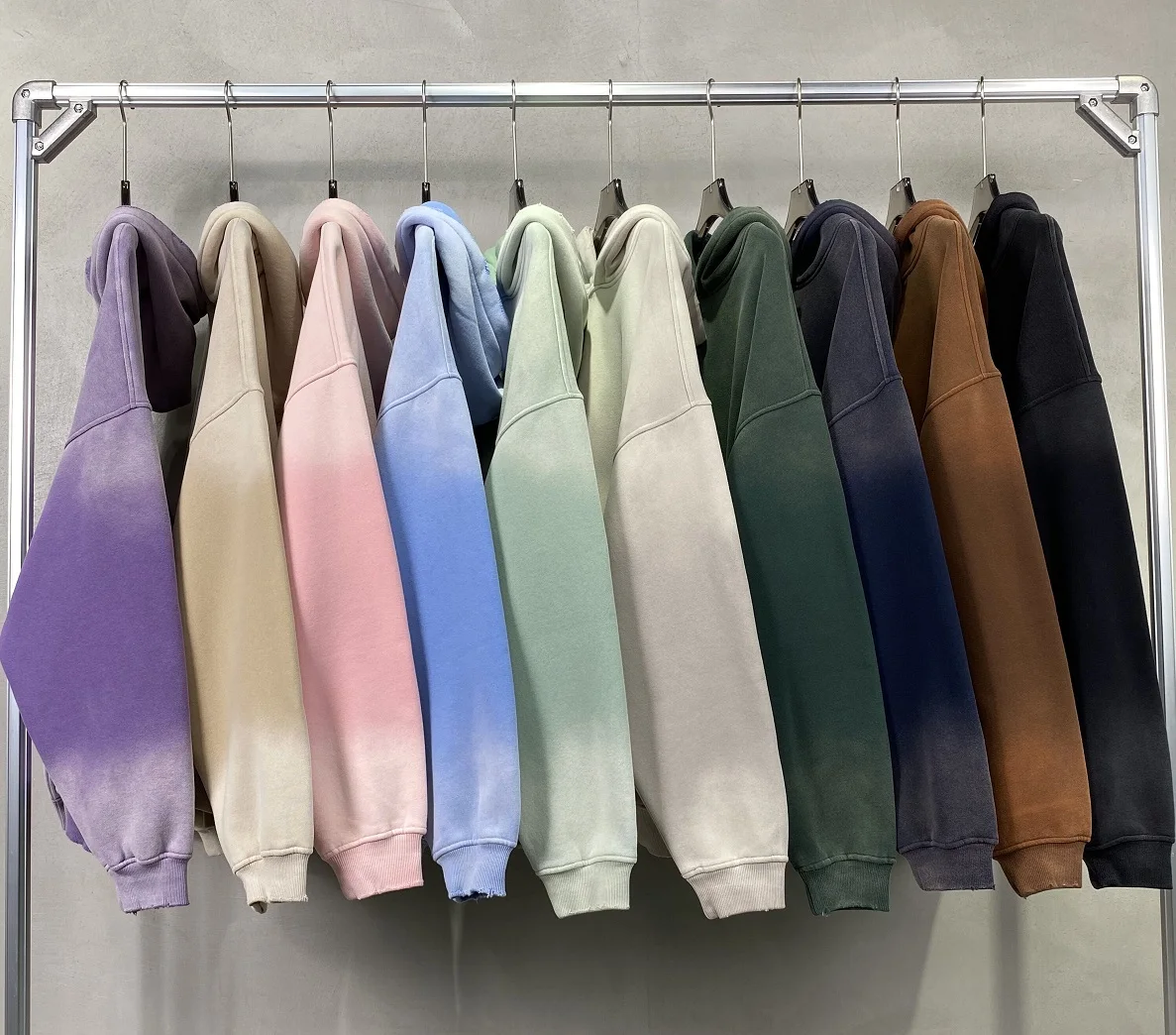 Autumn and Winter Acid Wash Spray Dyeing Baggy Hoodies Distressed Hip Hop Gradient Pullover Unisex Oversize Hooded Sweatshirts