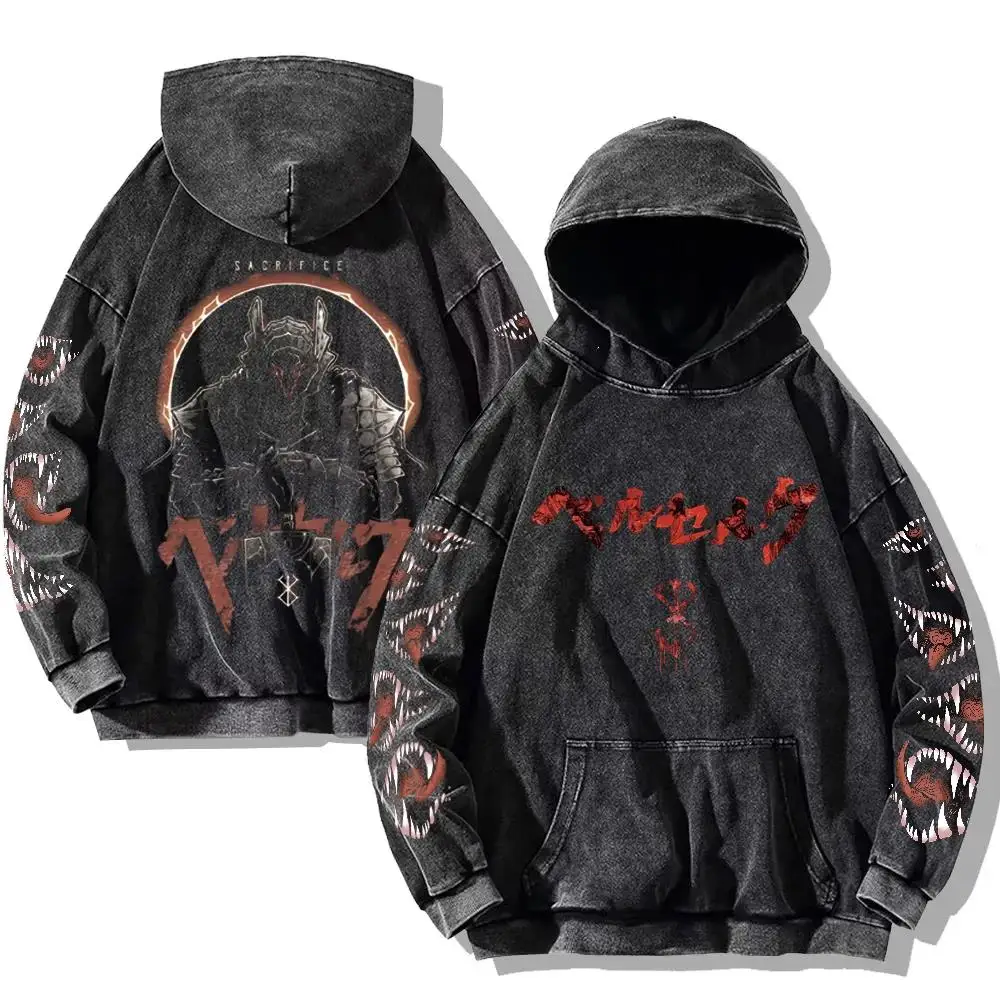 Berserk Anime Clothing Guts Cool Graphic Print Hooded Men Women Oversized Hoodies Cooton Casual Sweatshirt Harajuku Streetwear