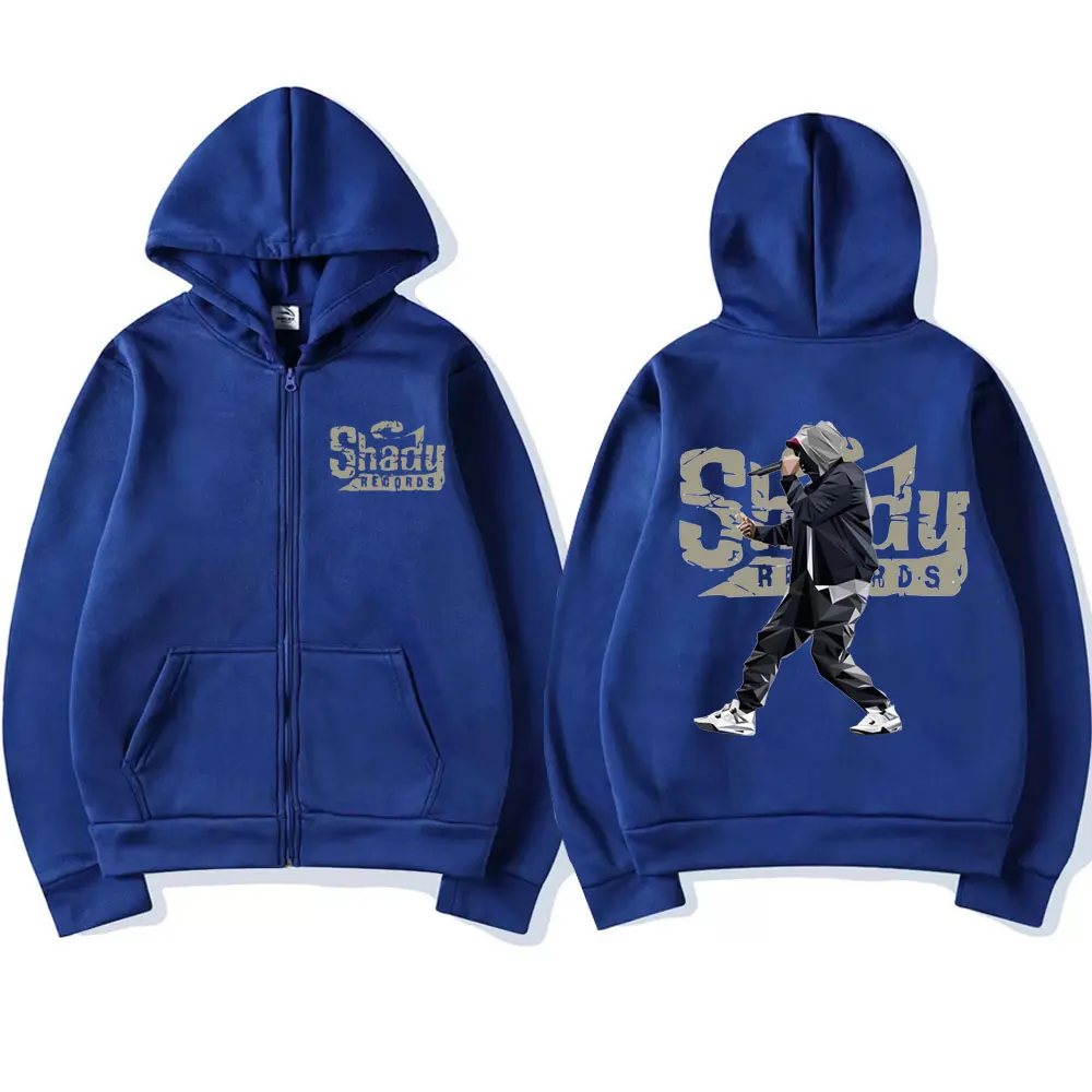 Hip Hop Singer Eminem Zip Up Hoodie Slim Shady Music Album Rap Graphic Hooded Men Fashion Zipper Sweatshirt Unisex Fleece Coats