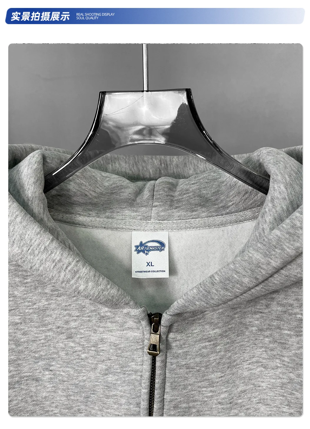 2026 Autumn/Winter Velvet Short Double Zipper Cardigan Hoodie Solid Color Cotton Fleece Mens Zip Up Hooded Pullover Sweatshirt