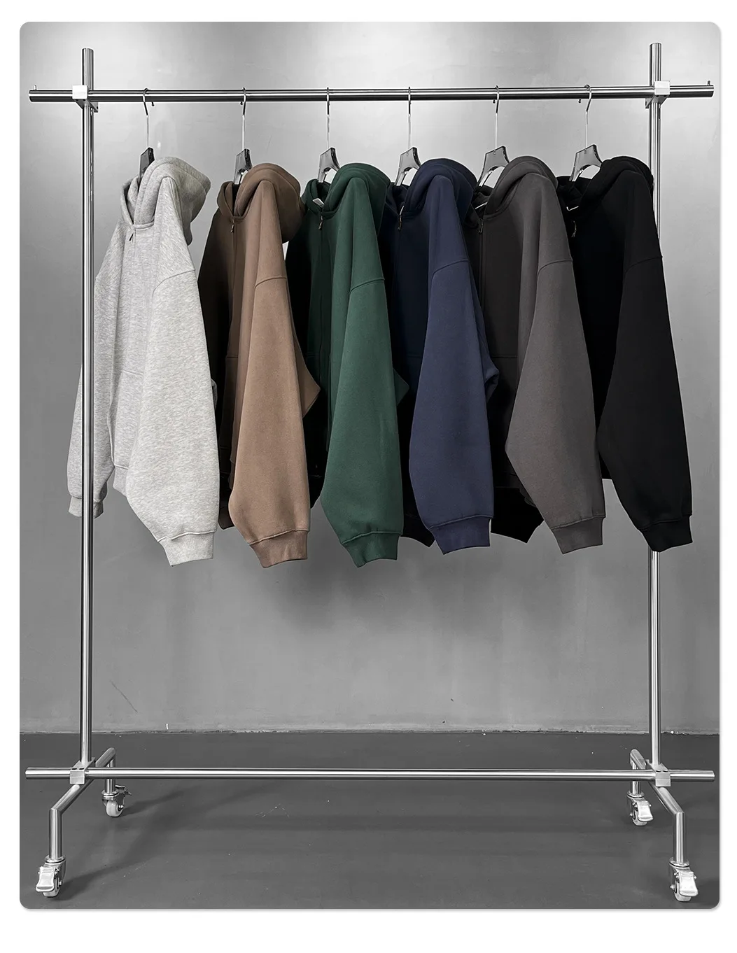 2026 Autumn/Winter Velvet Short Double Zipper Cardigan Hoodie Solid Color Cotton Fleece Mens Zip Up Hooded Pullover Sweatshirt