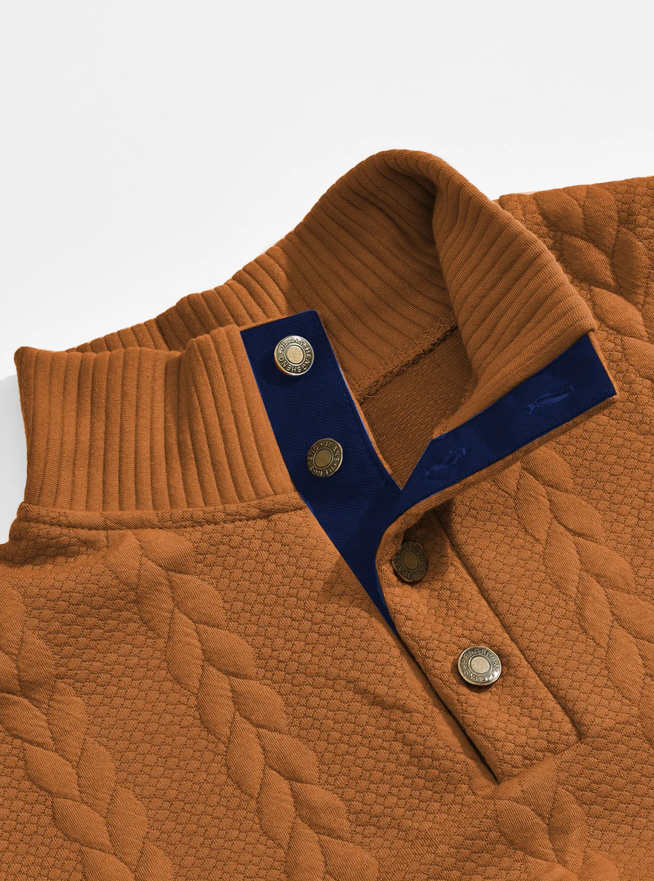 Men's Jacquard POLO Shirt Henry Neck Long Sleeve Patch Embroidered Pullover Casual Men's Sweater Men's