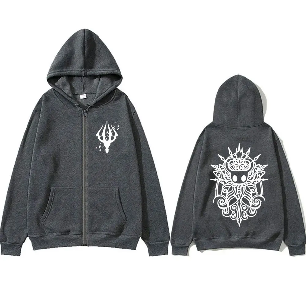 Game Hollow Knight Print Zipper Hoodie Men Women Novelty Zip Up Jacket Gaming Cartoon Hoodies Male Vintage Casual Fleece Coat