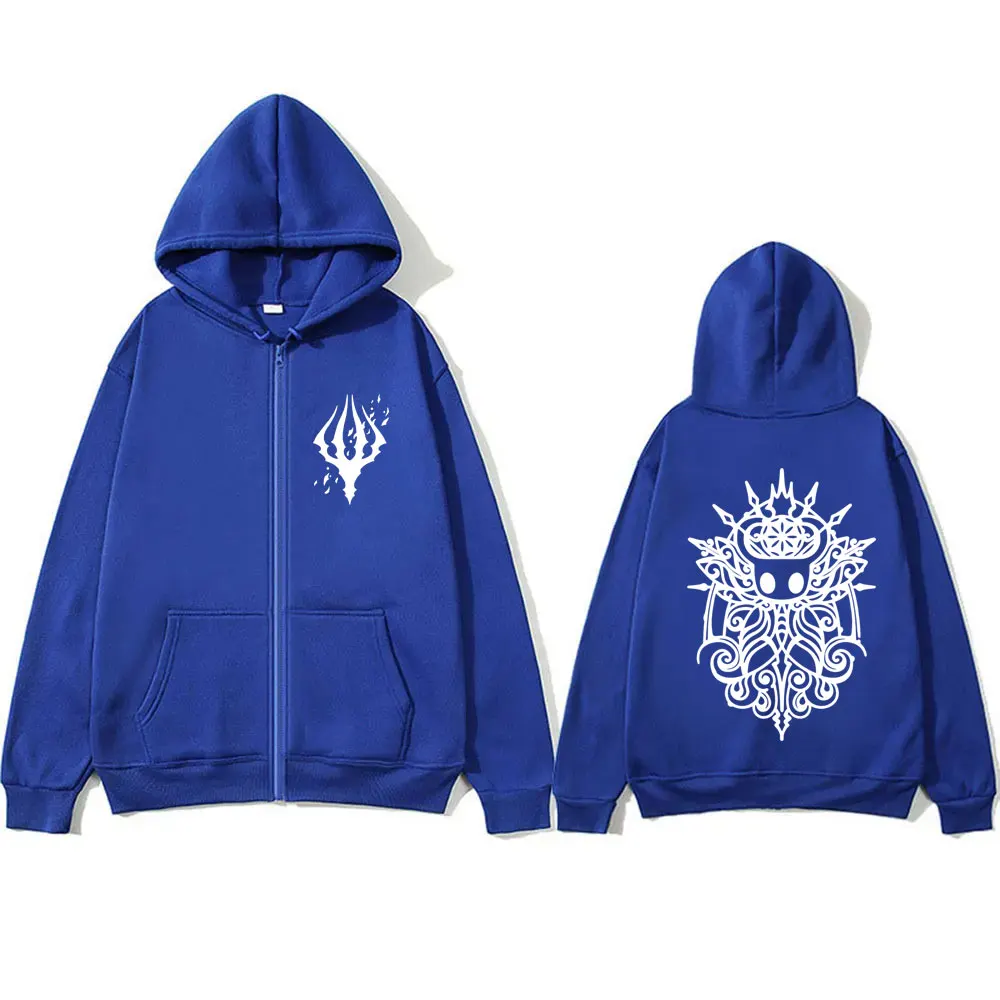 Game Hollow Knight Print Zipper Hoodie Men Women Novelty Zip Up Jacket Gaming Cartoon Hoodies Male Vintage Casual Fleece Coat