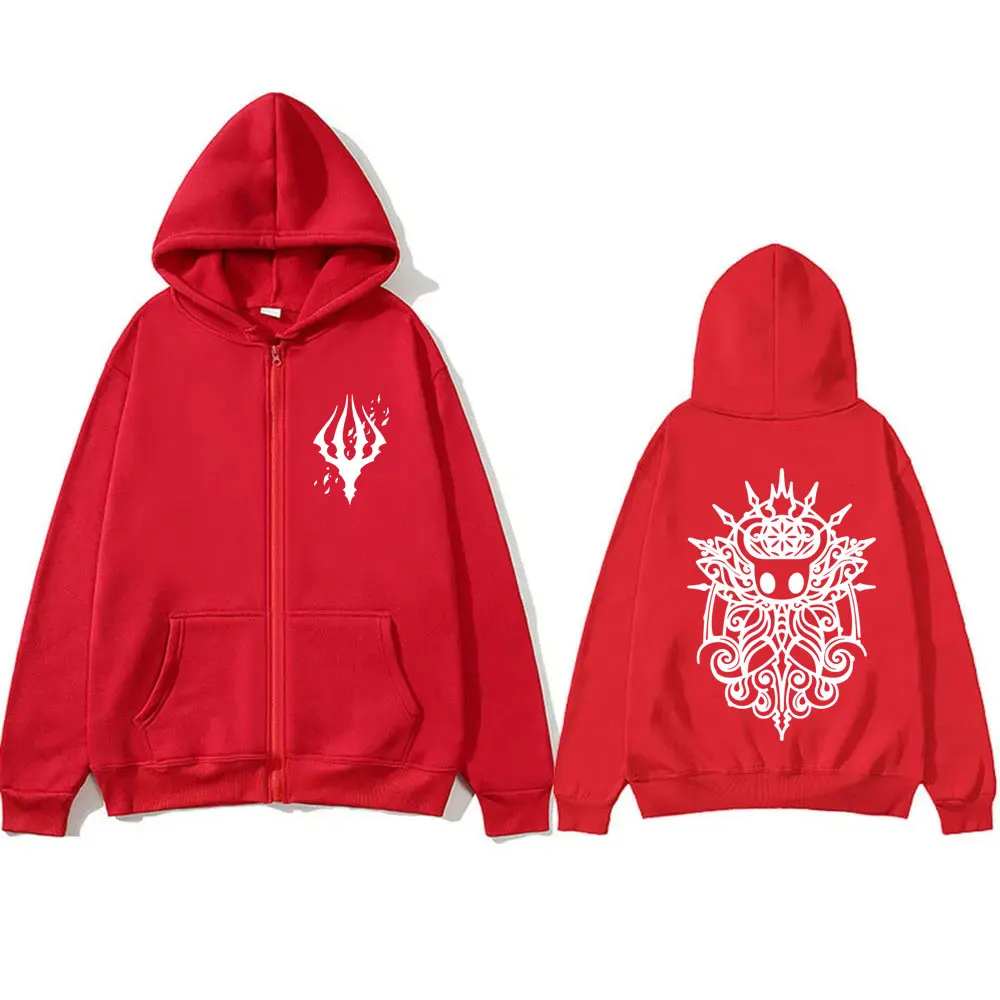 Game Hollow Knight Print Zipper Hoodie Men Women Novelty Zip Up Jacket Gaming Cartoon Hoodies Male Vintage Casual Fleece Coat
