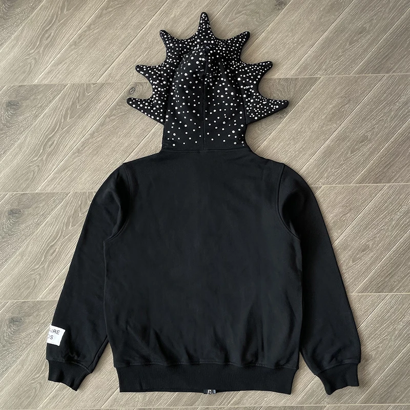 Glo Gang BODY BAG Embroidered cartoon iron drill zipper hoodie