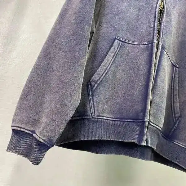 PFNW High Street Vintage Washed Distressed Hooded Zipper Sweatshirts Men's American Trendy Cardigan Oversized Outerwear 28W5687