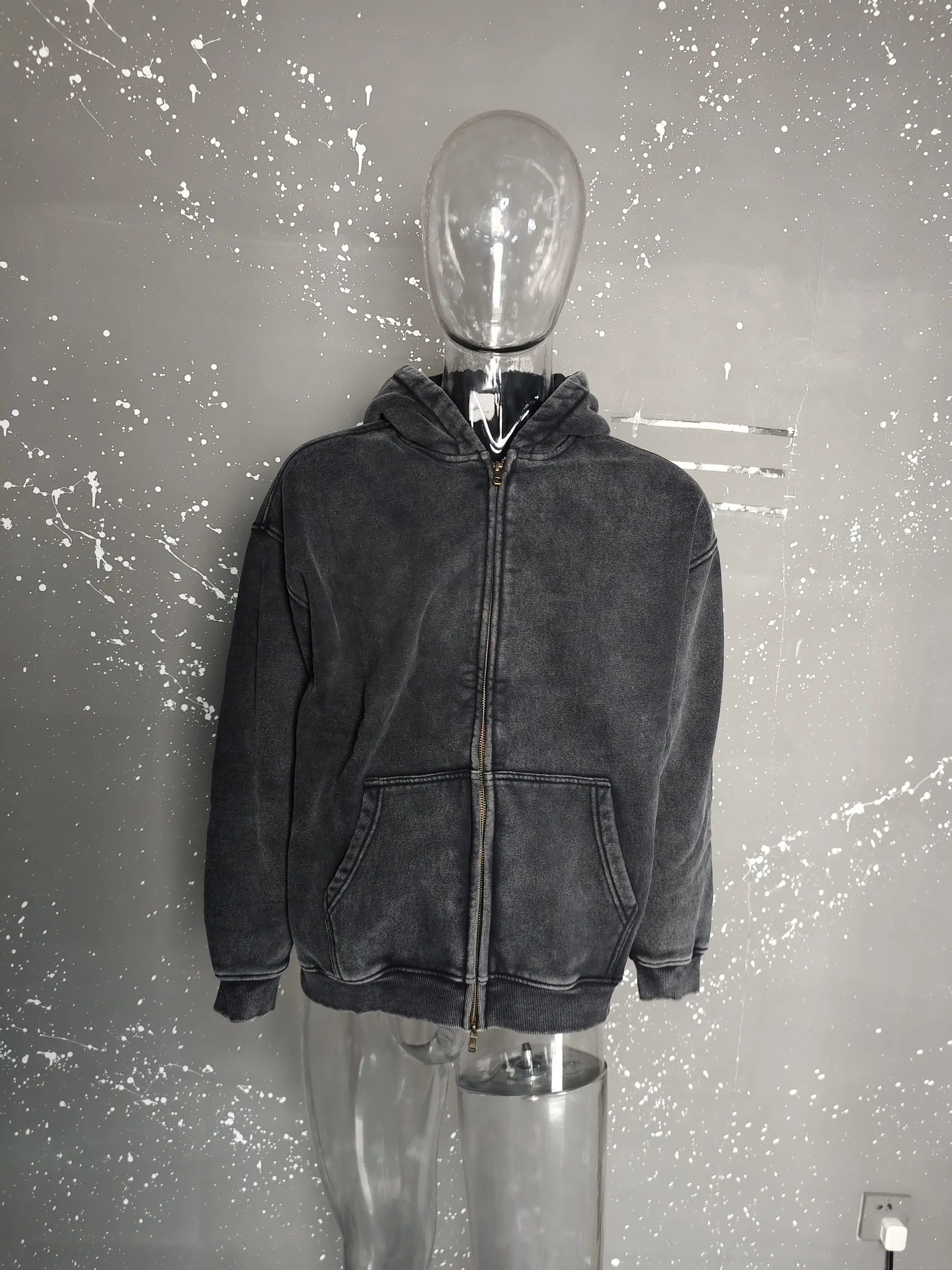 PFNW High Street Vintage Washed Distressed Hooded Zipper Sweatshirts Men's American Trendy Cardigan Oversized Outerwear 28W5687