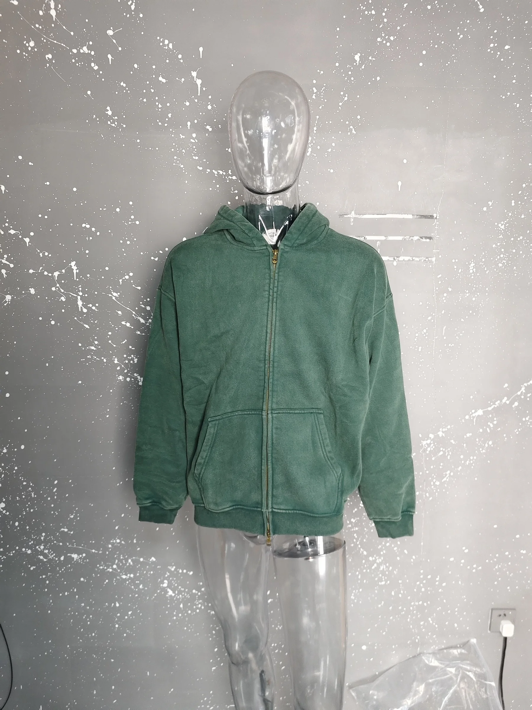 PFNW High Street Vintage Washed Distressed Hooded Zipper Sweatshirts Men's American Trendy Cardigan Oversized Outerwear 28W5687