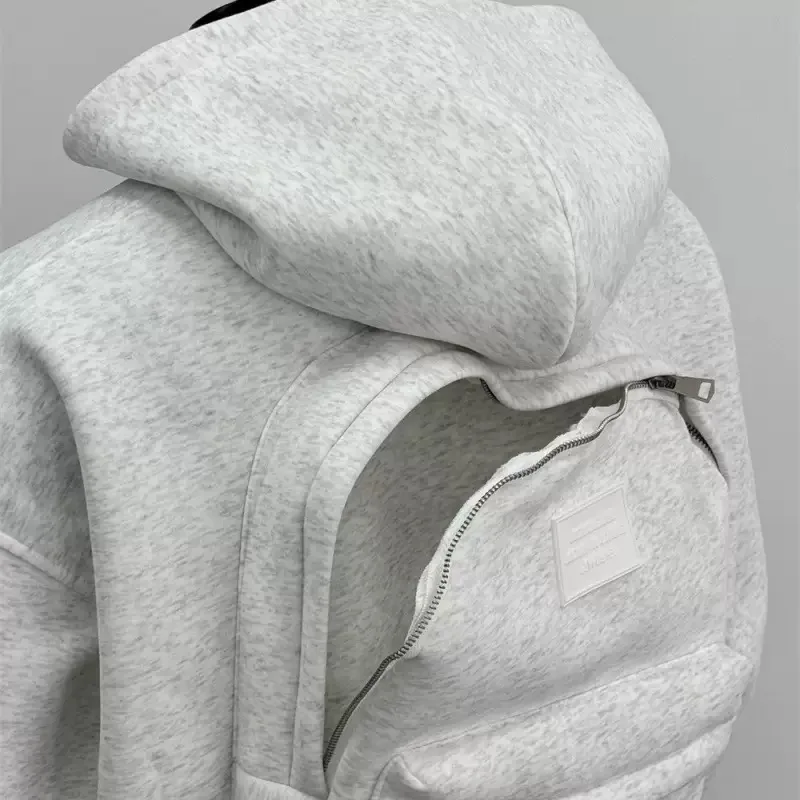 Men's American Style Backpack Hoodie,2025New Zip-Up Streetwear Coat,Spring Autumn Trendy Sweatshirt Jacket with Versatile Design