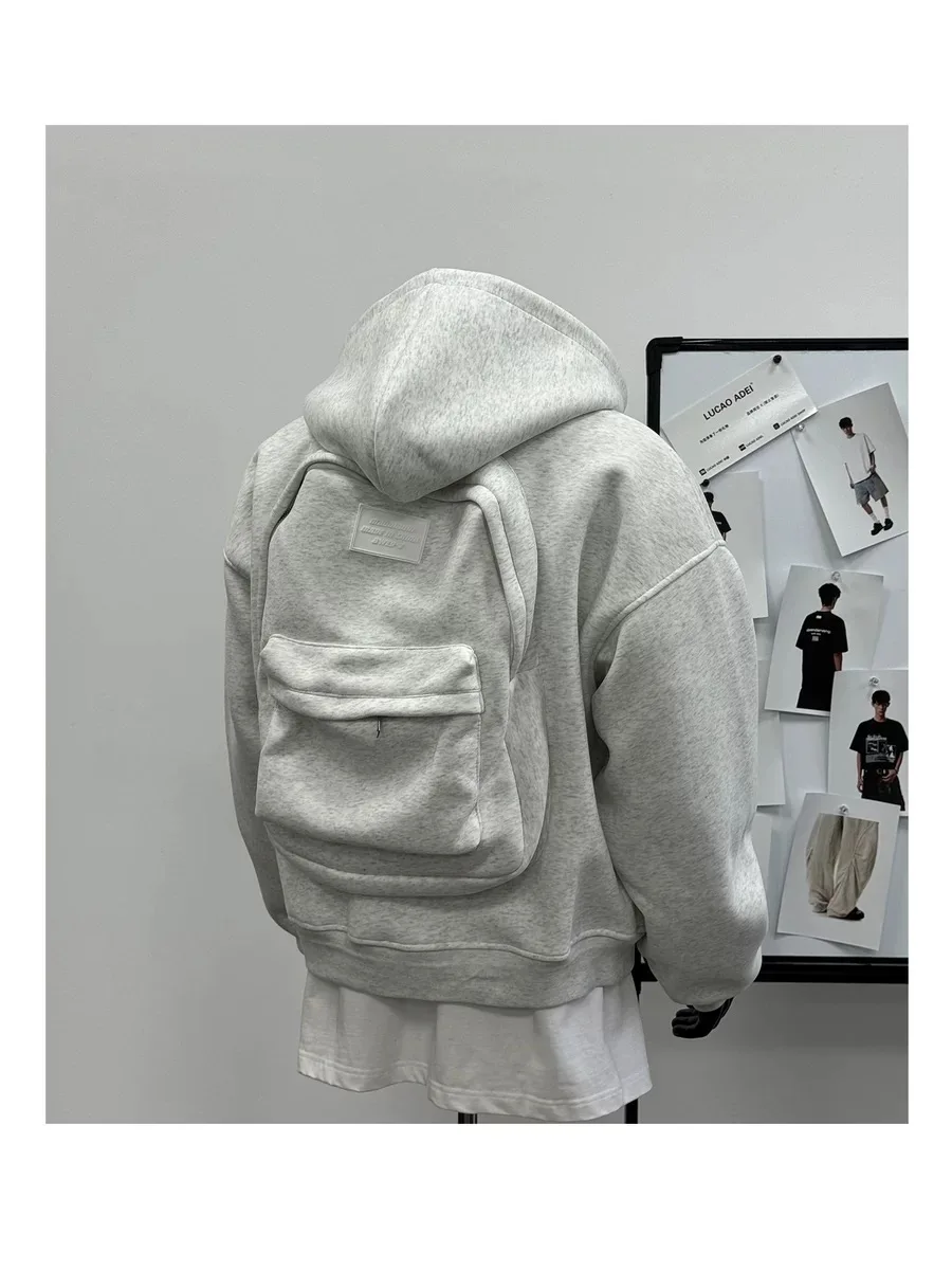 Men's American Style Backpack Hoodie,2025New Zip-Up Streetwear Coat,Spring Autumn Trendy Sweatshirt Jacket with Versatile Design
