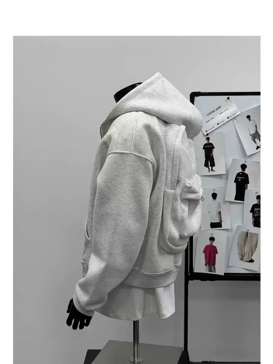Men's American Style Backpack Hoodie,2025New Zip-Up Streetwear Coat,Spring Autumn Trendy Sweatshirt Jacket with Versatile Design